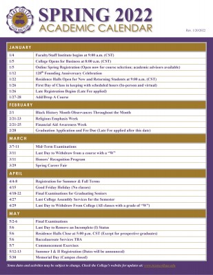 University At Buffalo Academic Calendar 2022 Texas College | Tyler, Tx